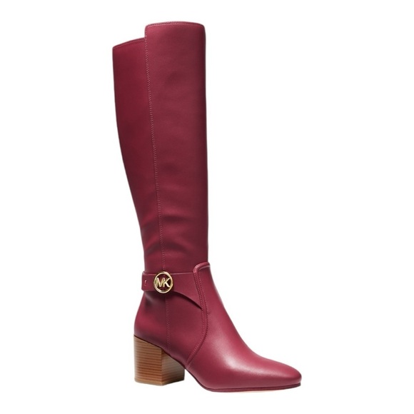 MICHAEL KORS Carmen Riding Boot Stacked Block Heel Mulberry Size 6 - Picture 1 of 8